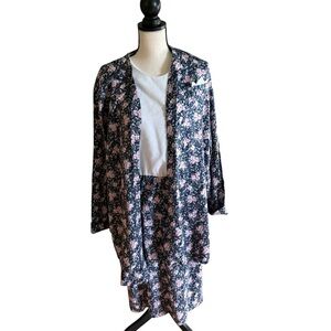 Vtg Moon Dance 2 piece set Floral Print Women's Dress & Blazer Size 16 Cottage
